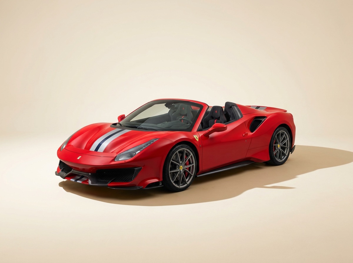 Ferrari 488 Pista Spider rouge à bande multi-tons